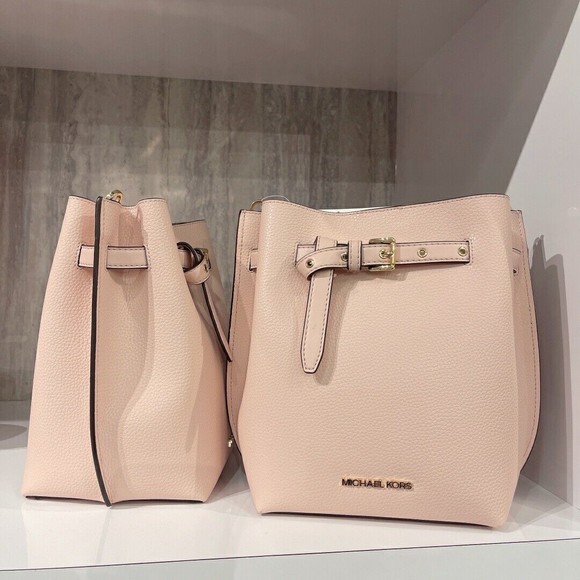 MICHAEL KORS EMILIA Small Bucket Messenger Powder Blush Pink Leather NWT $348 - Picture 12 of 12